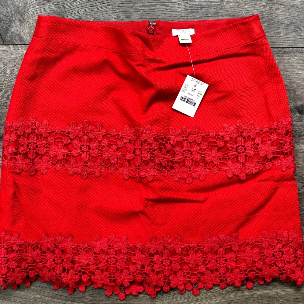 J. Crew floral lace mini skirt